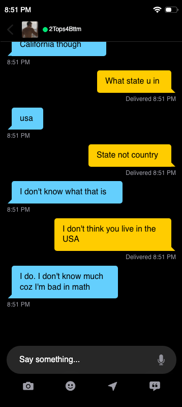 Idk why I found this funny lol — fake Grindr chat screenshot