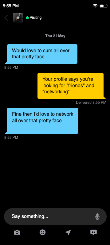 Smooth — fake Grindr chat meme